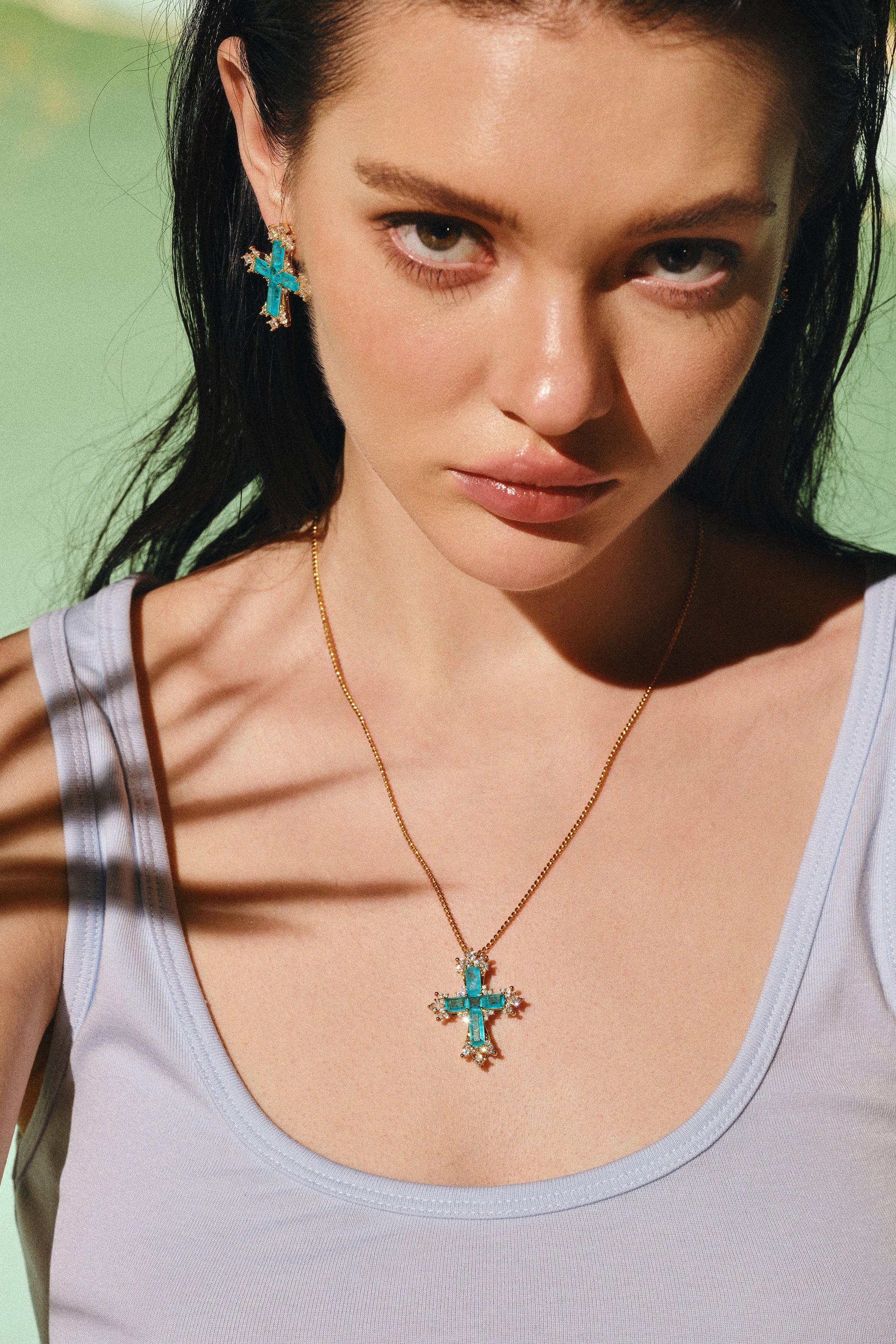 CERCOO Paraiba Cross Gold Collector's Set – Ultimate 4-Piece Jewelry Ensemble