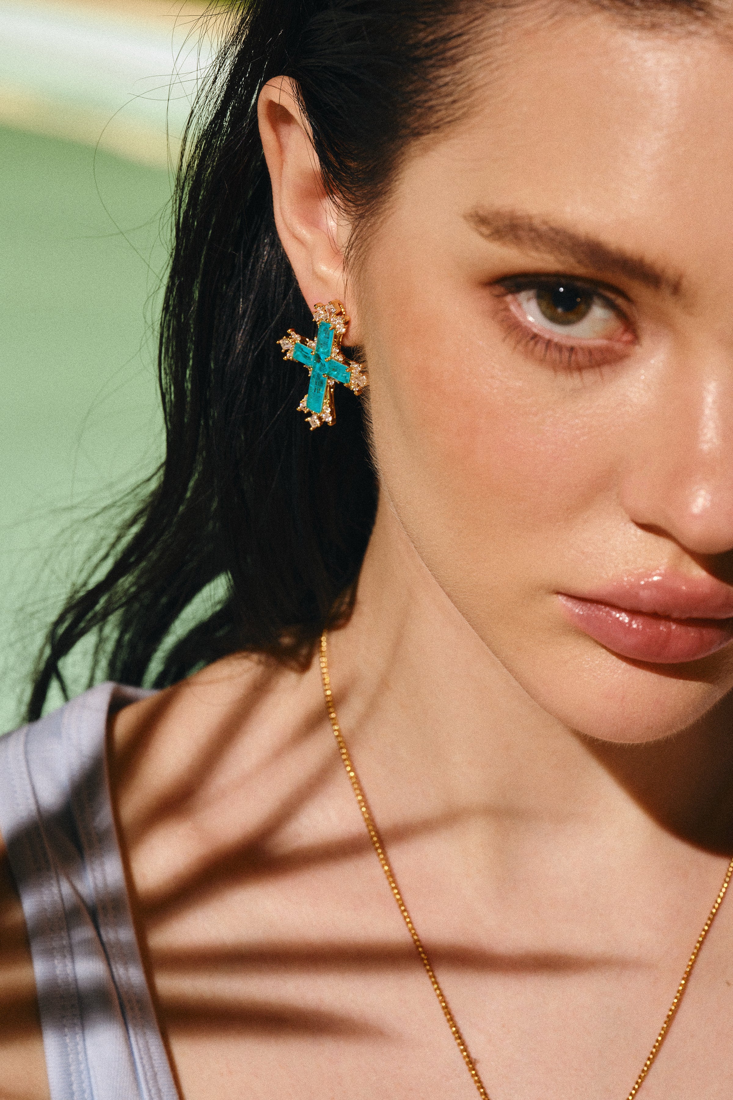 CERCOO Paraiba Cross Gold Collector's Set – Ultimate 4-Piece Jewelry Ensemble