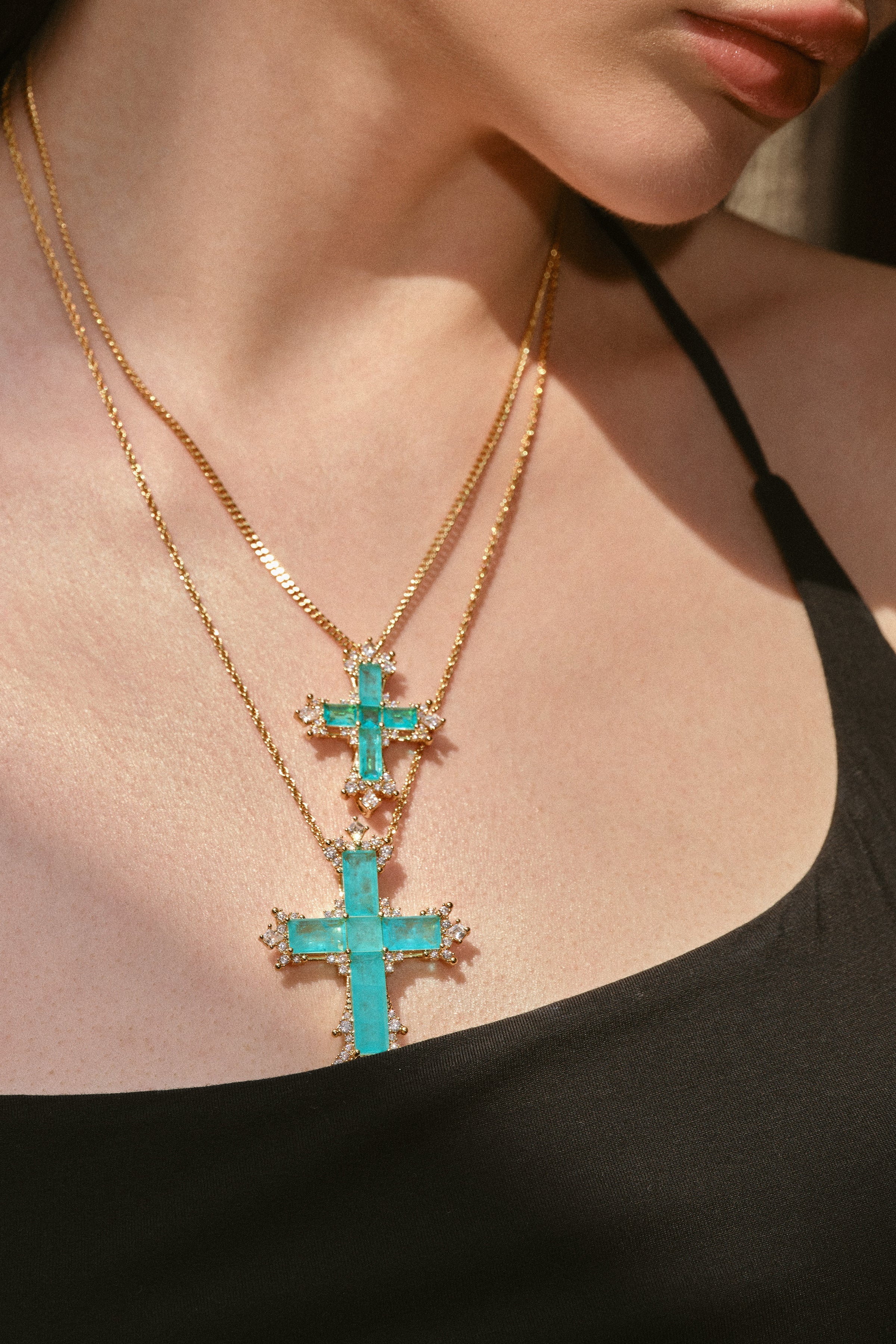 CERCOO Paraiba Cross Gold Collector's Set – Ultimate 4-Piece Jewelry Ensemble