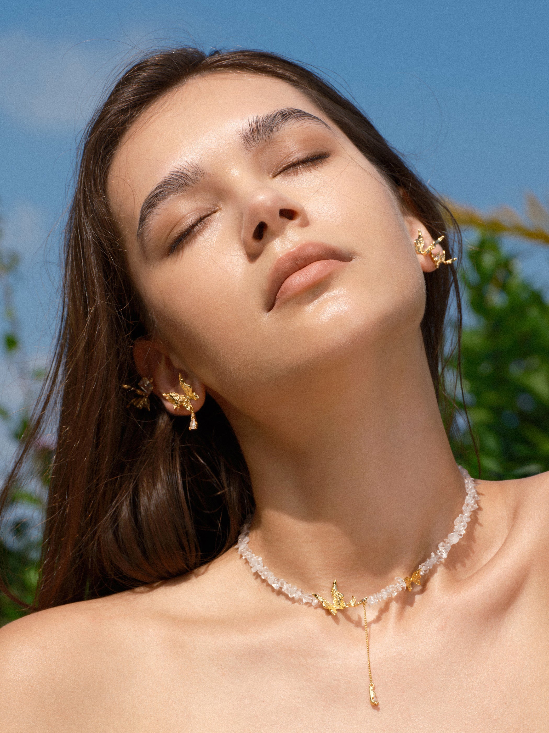 CERCOO Butterfly Teardrop Zircon Necklace – Crushed Stone & Pavé Finery