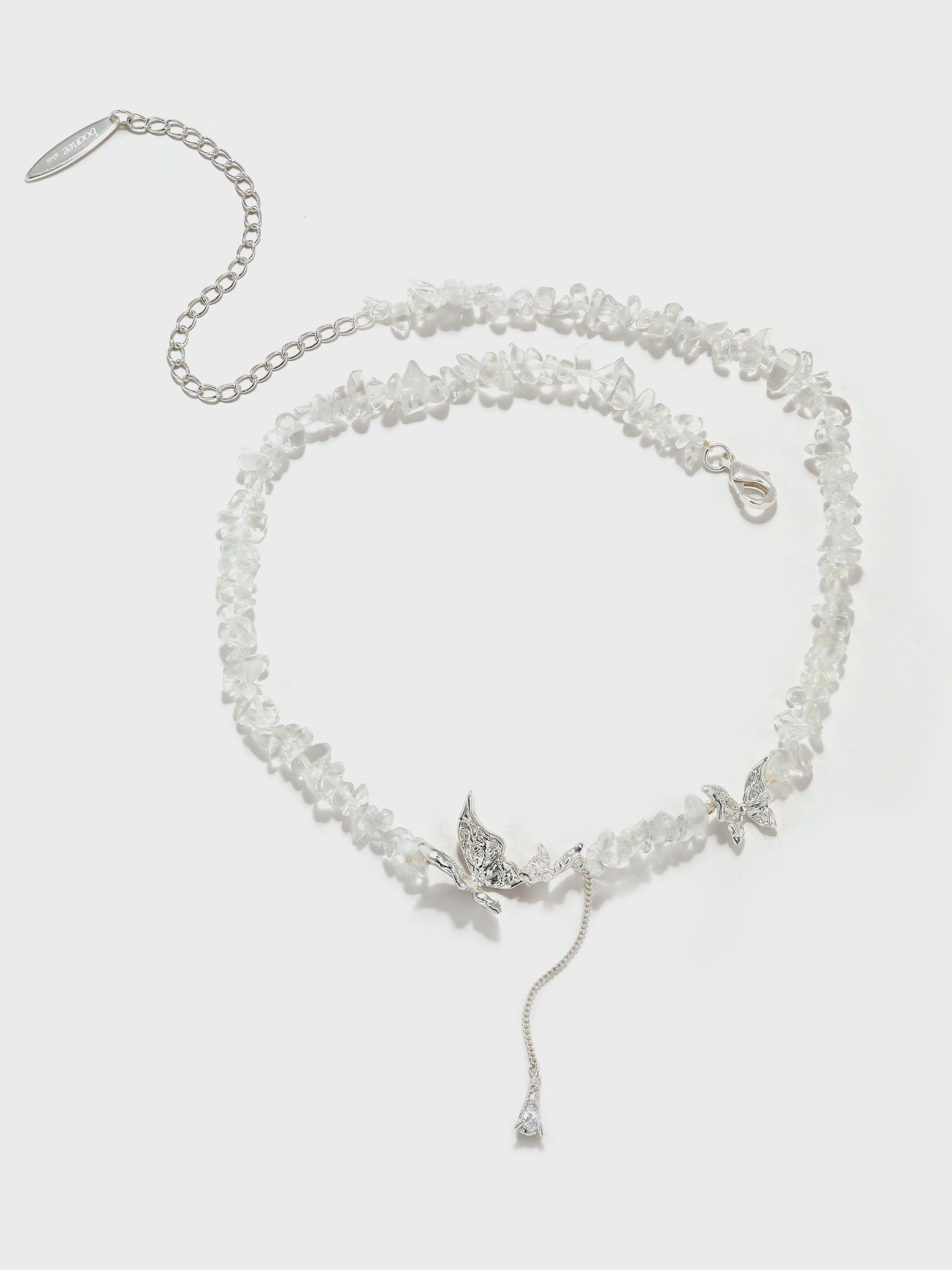 CERCOO Butterfly Teardrop Zircon Necklace – Crushed Stone & Pavé Finery